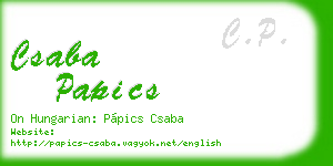 csaba papics business card